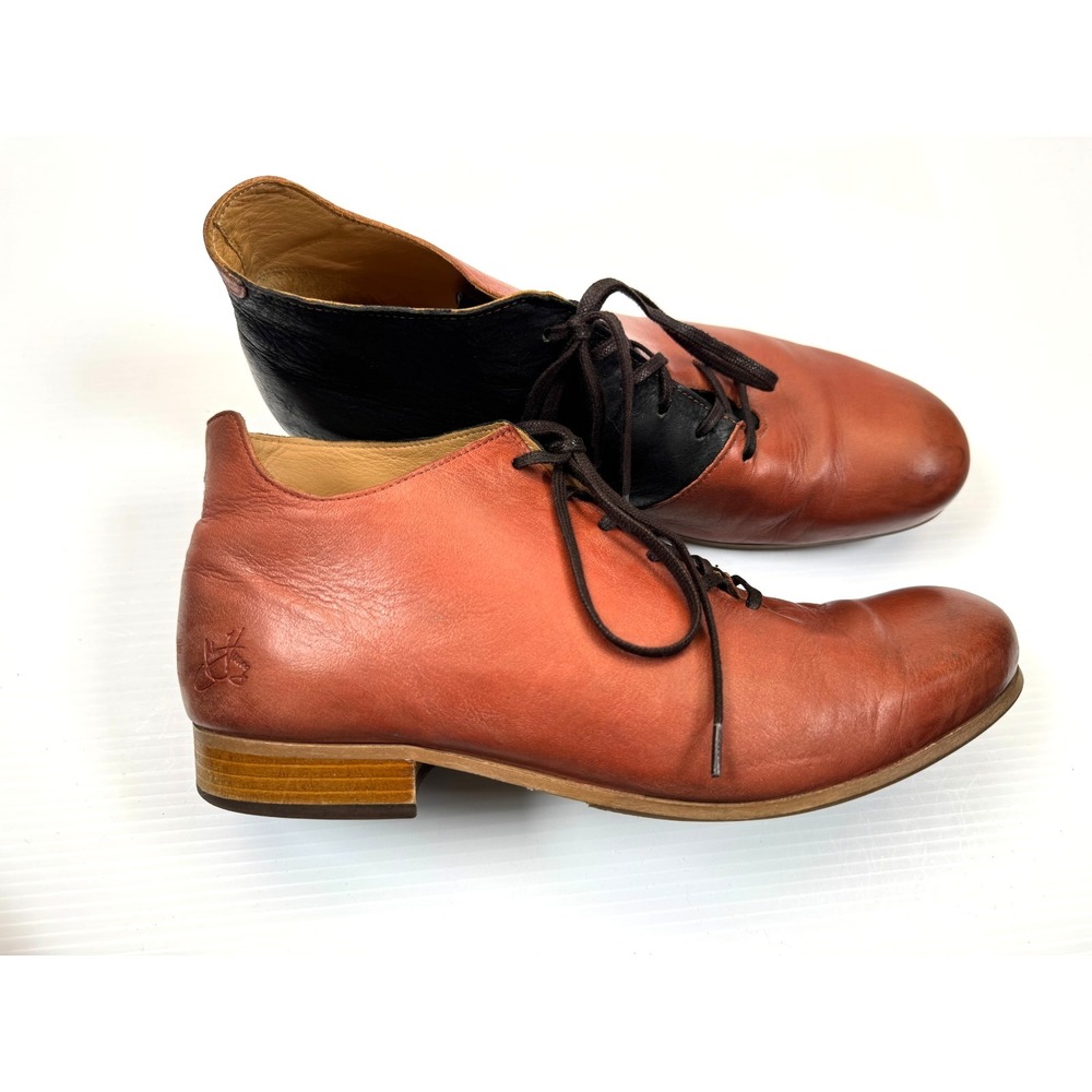 John Fluevog Radio CJRT Lace-up Ankle Boots Women 10 Leather Comfort Rusty Brown - Picture 3 of 16